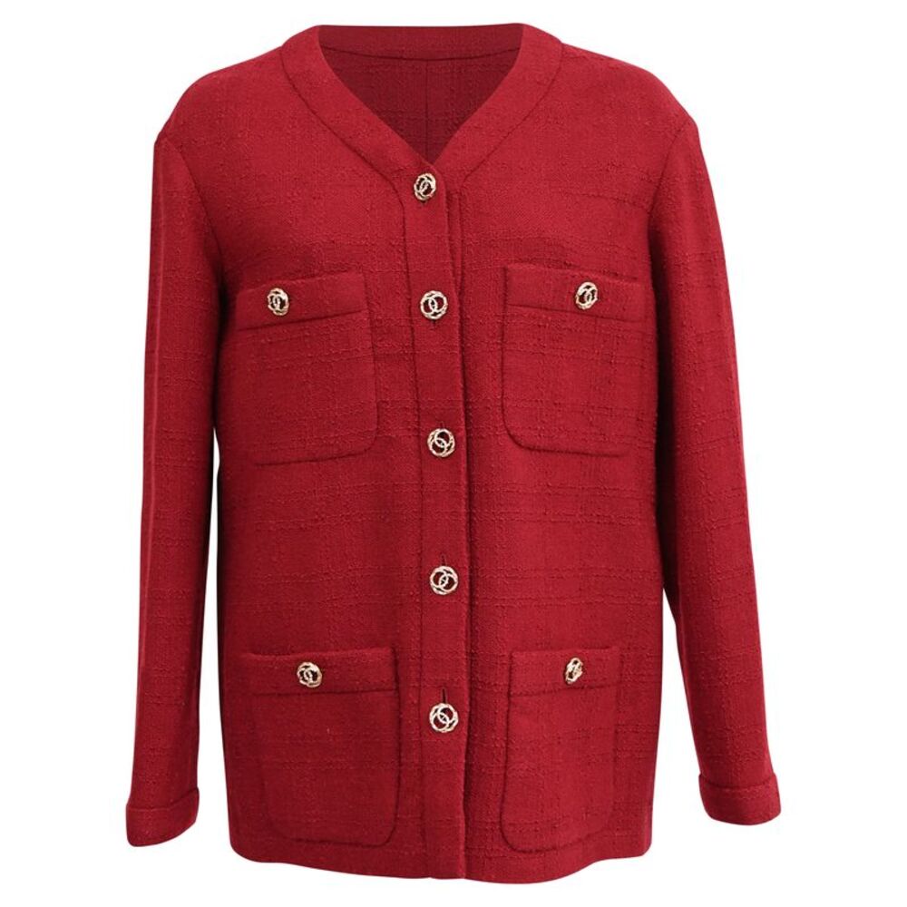 Chanel Buttoned Jacket In Red Wool - image 1